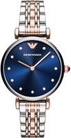 Женские кварцевые часы Emporio Armani AR11092 с аналоговым дисплеем и ремешком из нержавеющей стали, серебристые 1000037510