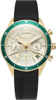 Женские аналоговые часы Kenneth Cole New York Modern Classic Modern Dress Sport с циферблатом цвета шампанского и черным силиконовым ремешком - 37 мм 1000037556