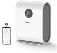 Очиститель воздуха Honeywell для дома, 4-ступенчатая фильтрация, площадь покрытия 54,7 м²/589 кв. футов, HEPA-фильтр H13, Wi-Fi, управление через приложение и голосом, срок службы фильтра до 9000 часов, удаляет 99,99% PM2.5, светодиодный дисплей AQI - Air 1000037588