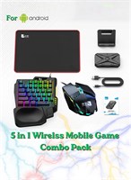 Игровой комплект Sunshine Trade World M1 Pro+ Wireless Game 5-в-1 для мобильных игр: RGB-клавиатура, RGB-мышь, коврик для мыши, подставка для мобильного телефона и USB-приемник – набор для мобильных игр с клавиатурой и мышью для PUBG, Free Fire, Call of D 1000039774