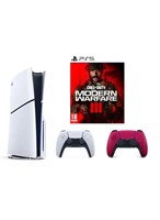 Игровая консоль Sony PlayStation 5 Slim Disc с дополнительным красным контроллером и игрой Call of Duty: Modern Warfare III в комплекте 1000040105