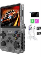 Портативная игровая консоль TIGER R36S с 3,5-дюймовым IPS-экраном, предустановленной системой эмуляторов, 16 ГБ встроенной памяти + 64 ГБ памяти для карты памяти, портативный ретро-плеер, прозрачно-черный цвет. 1000040186
