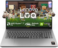 Lenovo LOQ 15ARP10E, 15,6-дюймовый FHD IPS-дисплей с частотой 144 Гц, AMD Ryzen 7 170, 32 ГБ DDR5 ОЗУ, 1 ТБ PCIe NVME SSD, NVIDIA GeForce RTX 4050 6 ГБ GDDR6, AI, Wi-Fi 6, Windows 11 Home, цвет Luna Grey 1000040209