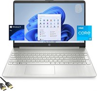 Ноутбук HP 15 для бизнеса и учебы, 15,6-дюймовый FHD-дисплей с тонкой рамкой, процессор Intel Core i3-1215U до 4,40 ГГц, 16 ГБ ОЗУ, 512 ГБ NVMe SSD, веб-камера 720p, цифровая клавиатура, USB-C, Wi-Fi, сканер отпечатков пальцев, HDMI PDG, Windows 11 Pro 1000003553