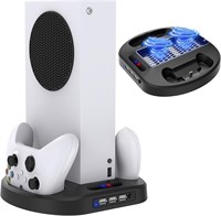 Вертикальная зарядная подставка для контроллеров Xbox Series S с вентилятором охлаждения, док-станция для зарядки с двумя портами для зарядки контроллеров, светодиодным индикатором и 3 USB-концентраторами с доставкой по Душанбе, по Худжанду, по Бохтару и 1000040424