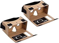 FBS® (2 шт.) Картонный бокс для VR-гарнитур и очков виртуальной реальности 3D с прозрачными оптическими линзами и удобным ремешком для головы/носа, который можно сделать самостоятельно. Подходит для всех смартфонов с диагональю экрана от 3 до 5,5 дюймов ( 1000040792