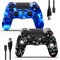 2 беспроводных контроллера для PS4, игровой контроллер, совместимый с Playstation 4/Slim/Pro/ПК, с двойной вибрацией/6-осевым датчиком движения/разъемом для стереогарнитуры/сенсорной панелью/батареей 800 мАч (синий и с черепом) 1000001753 - фото 506988