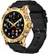 Умные часы Swiss Military Dom 2, приём и совершение звонков, мониторинг пульса/АД/уровня кислорода, защита IP67, срок службы батареи 5–7 дней, совместимость: iOS/Android, жёлто-золотая оправа: силикон, чёрный ремень 1000004136
