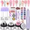 SAVILAND Solid Gel Builder for Nails Complete Kit: 3 шт. Нестирающийся гель для наращивания, прозрачный, белый, розовый, с УФ-светильником, хромированная пудра для наращивания ногтей, 3D-скульптура для начинающих мастеров нейл-арта своими руками 1000005118 - фото 521638