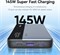 Внешний аккумулятор Zime B145 ёмкостью 25 000 мА·ч, трёхпортовое портативное зарядное устройство мощностью 145 Вт, интеллектуальный цифровой дисплей, совместим с MacBook Pro/Air, iPhone 16/15/14/13, Dell, Samsung, Huaiwei. 1000006211