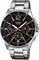 Мужские часы Casio MTP-1374D-1AVDF с чёрным циферблатом и серебристым ремешком 1000006843 - фото 527243
