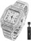 Часы Azonee Diamond Watch, квадратный циферблат, стальной браслет с бриллиантами, римская шкала, кварцевые часы, аналоговые наручные часы для мужчин и женщин, серебристый цвет 1000007498 - фото 530027