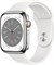 Новые смарт-часы Apple Watch Series 8 (GPS + Cellular, 45 мм) — серебристый корпус из нержавеющей стали с белым спортивным ремешком — стандартный размер. Фитнес-трекер, приложения для измерения уровня кислорода в крови и ЭКГ, водонепроницаемость. 1000009962 - фото 539828