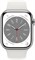 Новые смарт-часы Apple Watch Series 8 (GPS + Cellular, 45 мм) — серебристый корпус из нержавеющей стали с белым спортивным ремешком — стандартный размер. Фитнес-трекер, приложения для измерения уровня кислорода в крови и ЭКГ, водонепроницаемость. 1000009962