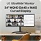 LG 34WR55QK-B 34-дюймовый сверхширокоформатный изогнутый монитор WQHD (3440 x 1440), 100 Гц, 5 мс, HDR10, режим чтения, HDMI, DisplayPort, USB Type-C, регулируемая по высоте и наклону подставка, черный 1000021528