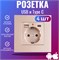 Розетка для встраивания с USB портами (Type A и Type C), имеющая заземление и защиту от короткого замыкания, а также снабженная шторками 1000032500