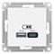 Schneider Electric AtlasDesign представляет розетку USB с двумя выходами: один силовой выход 5В/2,4 А и два дополнительных выхода 5В/1,2 А. Механизм розетки выполнен в белом цвете. Модель ATN000139 1000032621