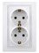 Белая розетка Intro Plano 1-205-01 с двойным заземлением 2X2P+E Schuko 16А-250В IP20 для скрытого монтажа 1000032651