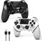 Комплект из двух контроллеров AceGamer для PS4? Беспроводной контроллер для PS4/Pro/Slim/PC? Геймпад-джойстик с функцией Turbo/кнопкой Back/двойной вибрацией/6-осевым гироскопом/сенсорной панелью (черно-белый) 1000036684